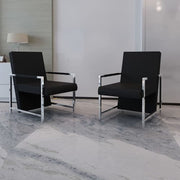 vidaXL Fauteuils 2 st met chroom frame kunstleer zwart - Aashly