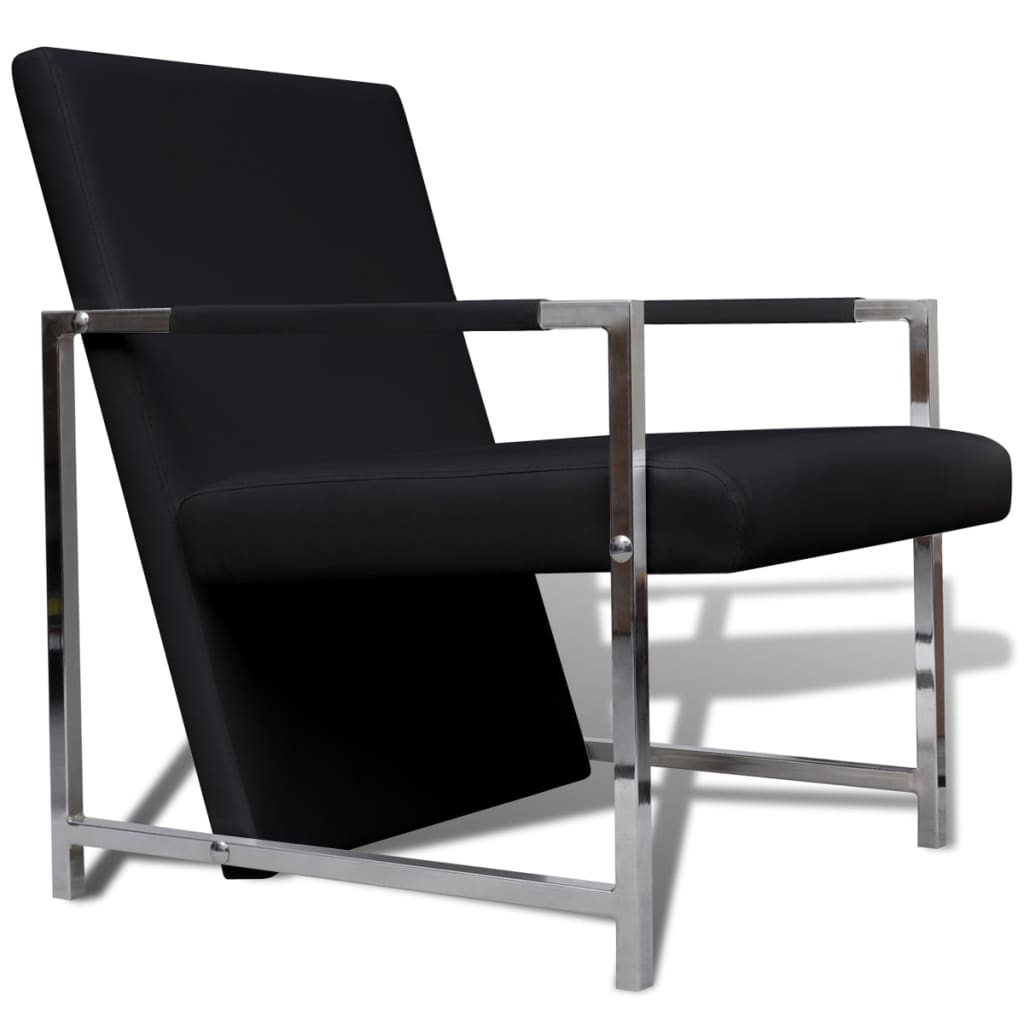 vidaXL Fauteuils 2 st met chroom frame kunstleer zwart - Aashly