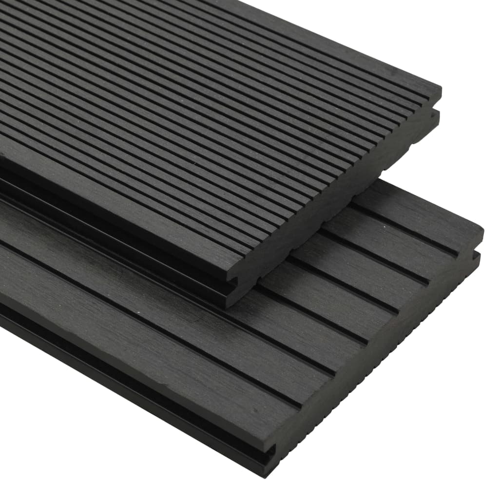 vidaXL Decking boards with accessories 25 m² 4 m solid WPC black