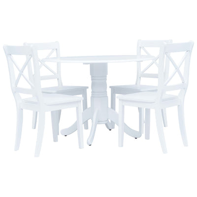 vidaXL 5-Piece Dining Set Solid Rubberwood White and Brown