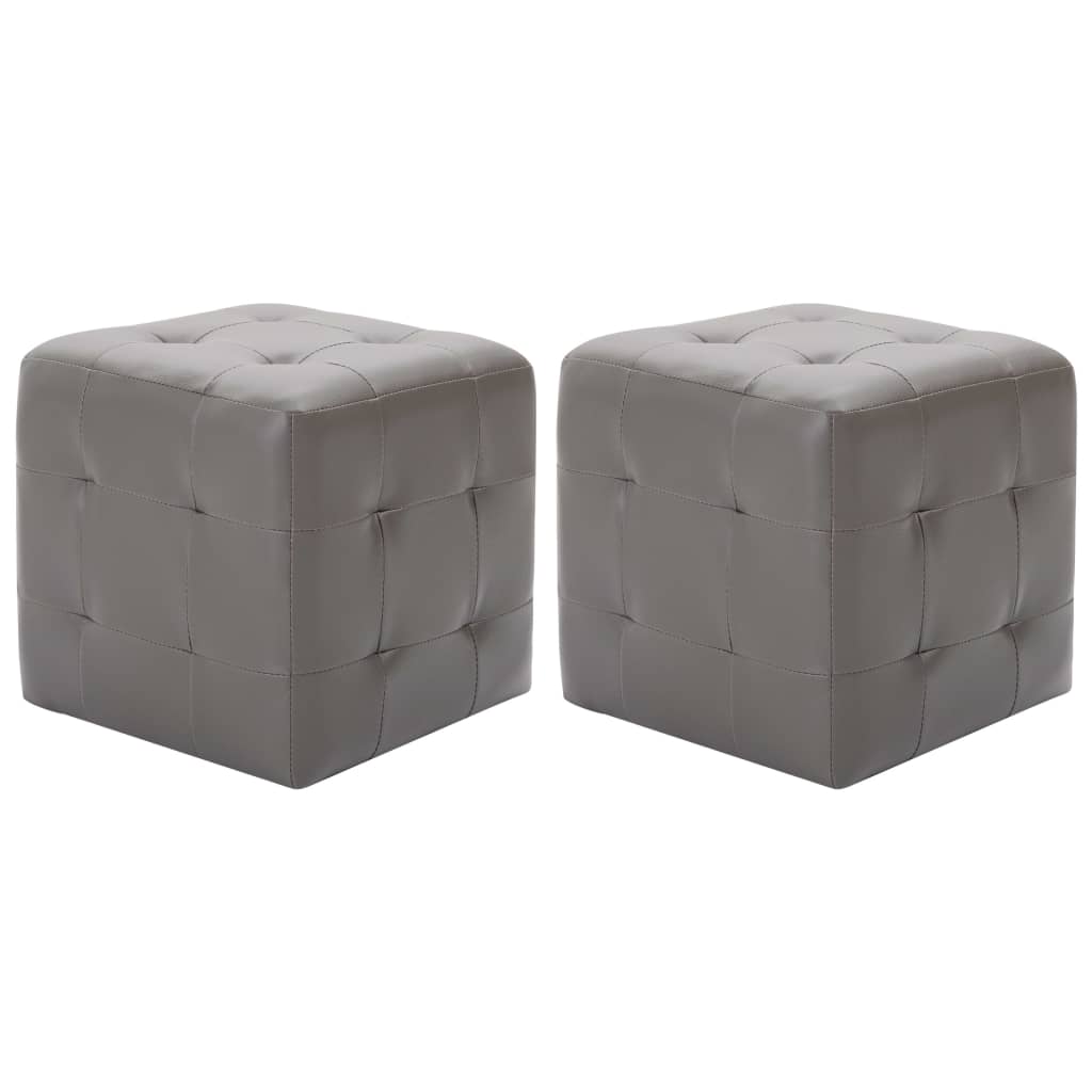 vidaXL Poef 2 st 30x30x30 cm kunstleer grijs - Aashly