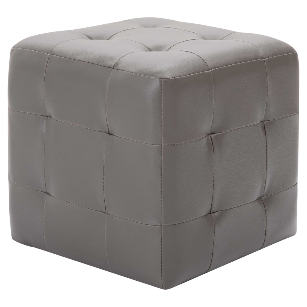 vidaXL Poef 2 st 30x30x30 cm kunstleer grijs - Aashly