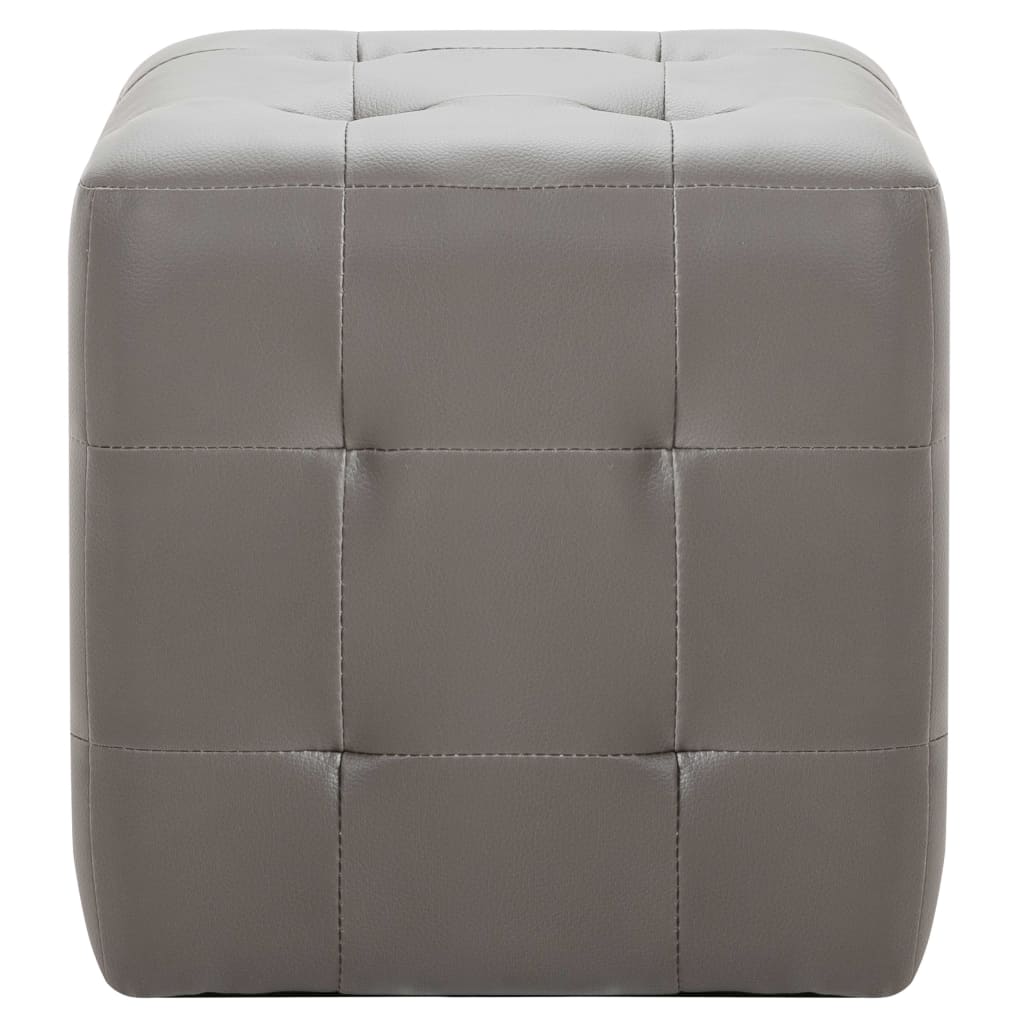 vidaXL Poef 2 st 30x30x30 cm kunstleer grijs - Aashly