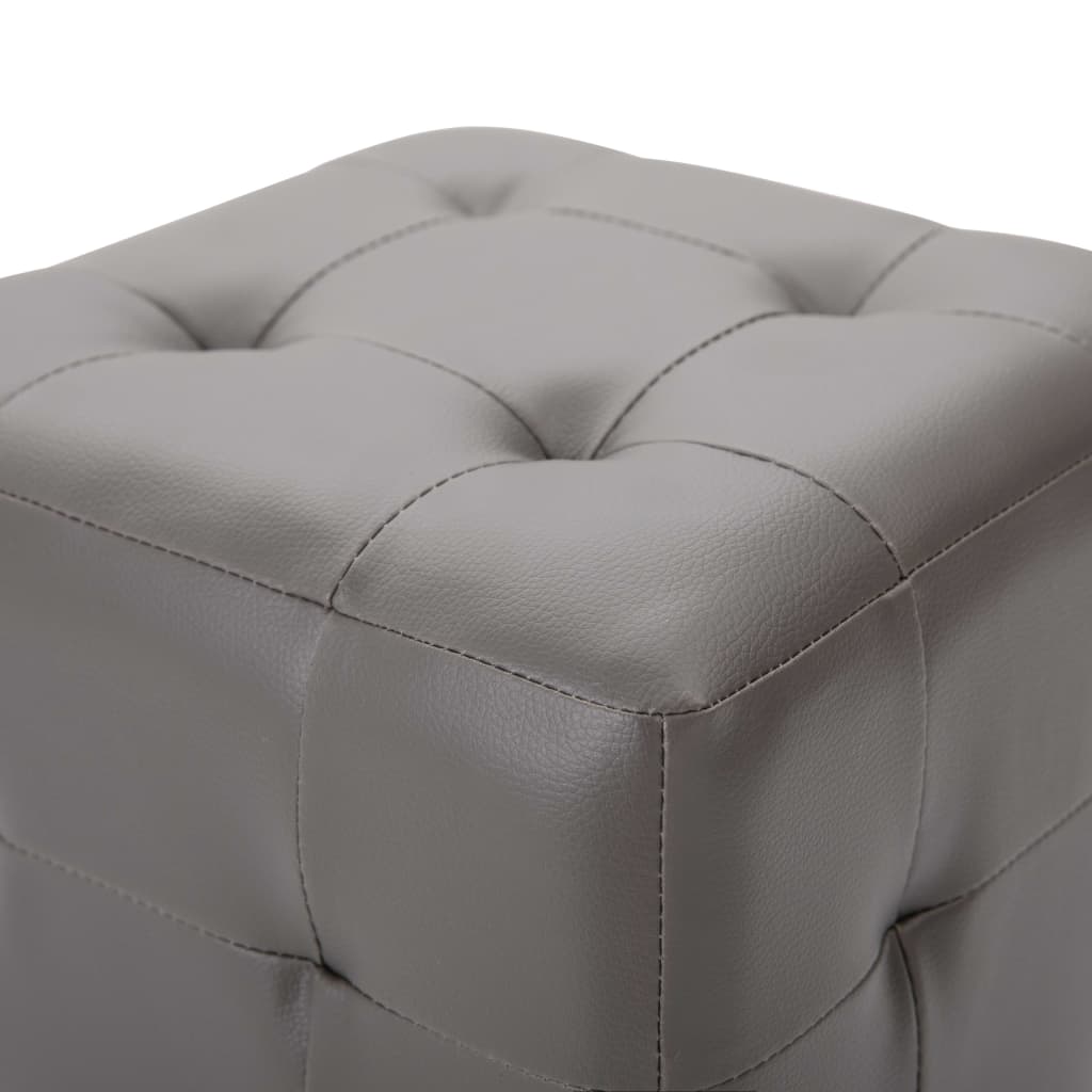 vidaXL Poef 2 st 30x30x30 cm kunstleer grijs - Aashly