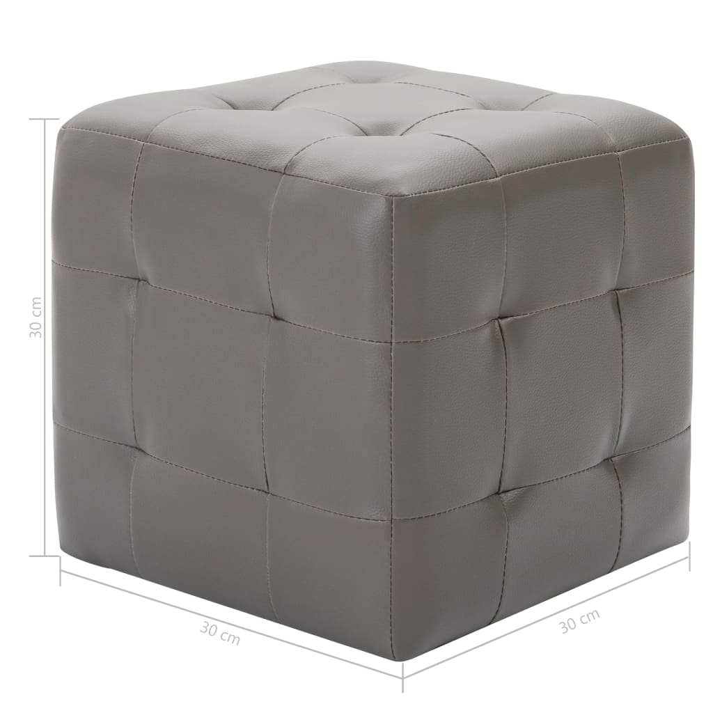 vidaXL Poef 2 st 30x30x30 cm kunstleer grijs - Aashly