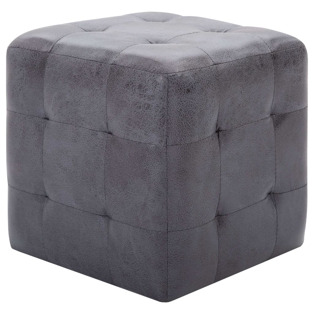 vidaXL Poef 2 st 30x30x30 cm kunstsuède grijs - Aashly