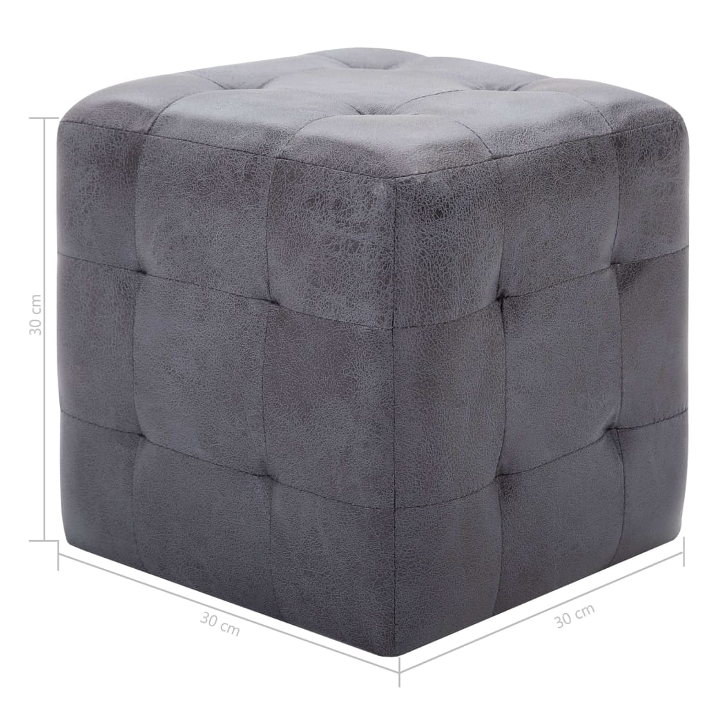vidaXL Poef 2 st 30x30x30 cm kunstsuède grijs - Aashly