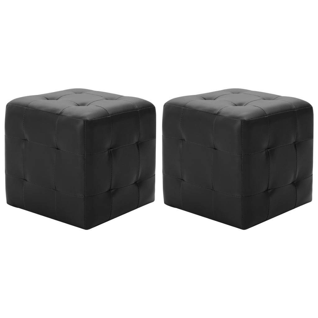 vidaXL Poef 2 st 30x30x30 cm kunstleer grijs - Aashly