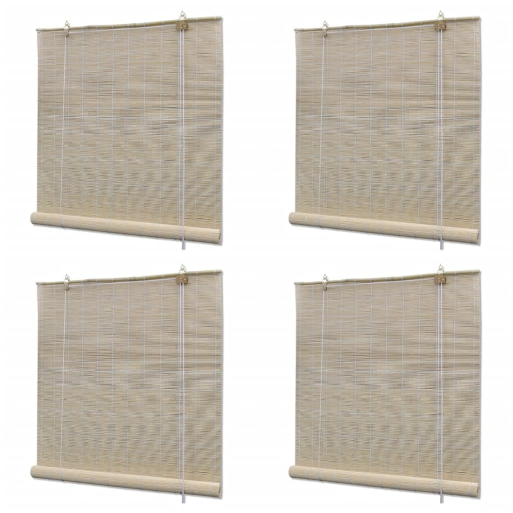 vidaXL Rolgordijnen 4 st 120x160 cm bamboe natuurlijk - Aashly