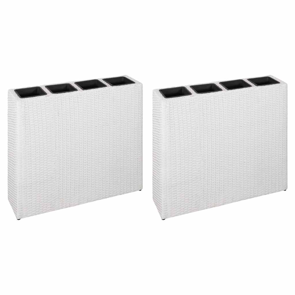 vidaXL Plantenbak verhoogd met 4 potten poly rattan zwart - Aashly