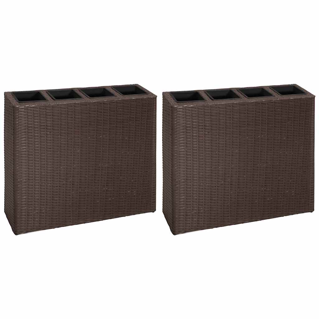 vidaXL Plantenbak verhoogd met 4 potten poly rattan zwart - Aashly