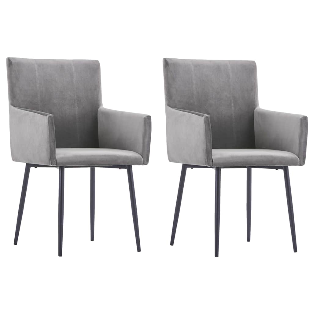 vidaXL Eetkamerstoelen 2 st met armleuningen fluweel grijs