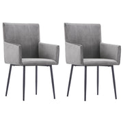 vidaXL Eetkamerstoelen 2 st met armleuningen fluweel grijs