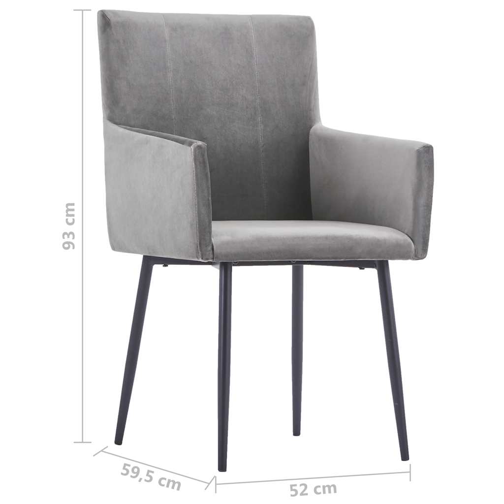 vidaXL Eetkamerstoelen 2 st met armleuningen fluweel grijs
