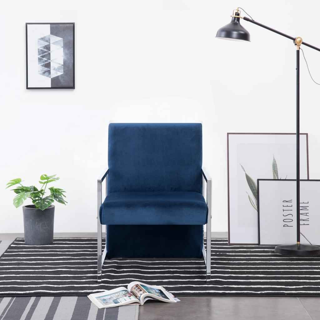 vidaXL Fauteuil met chromen poten fluweel zwart