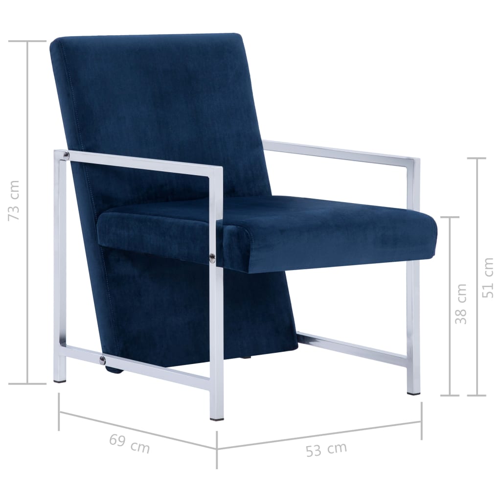 vidaXL Fauteuil met chromen poten fluweel zwart