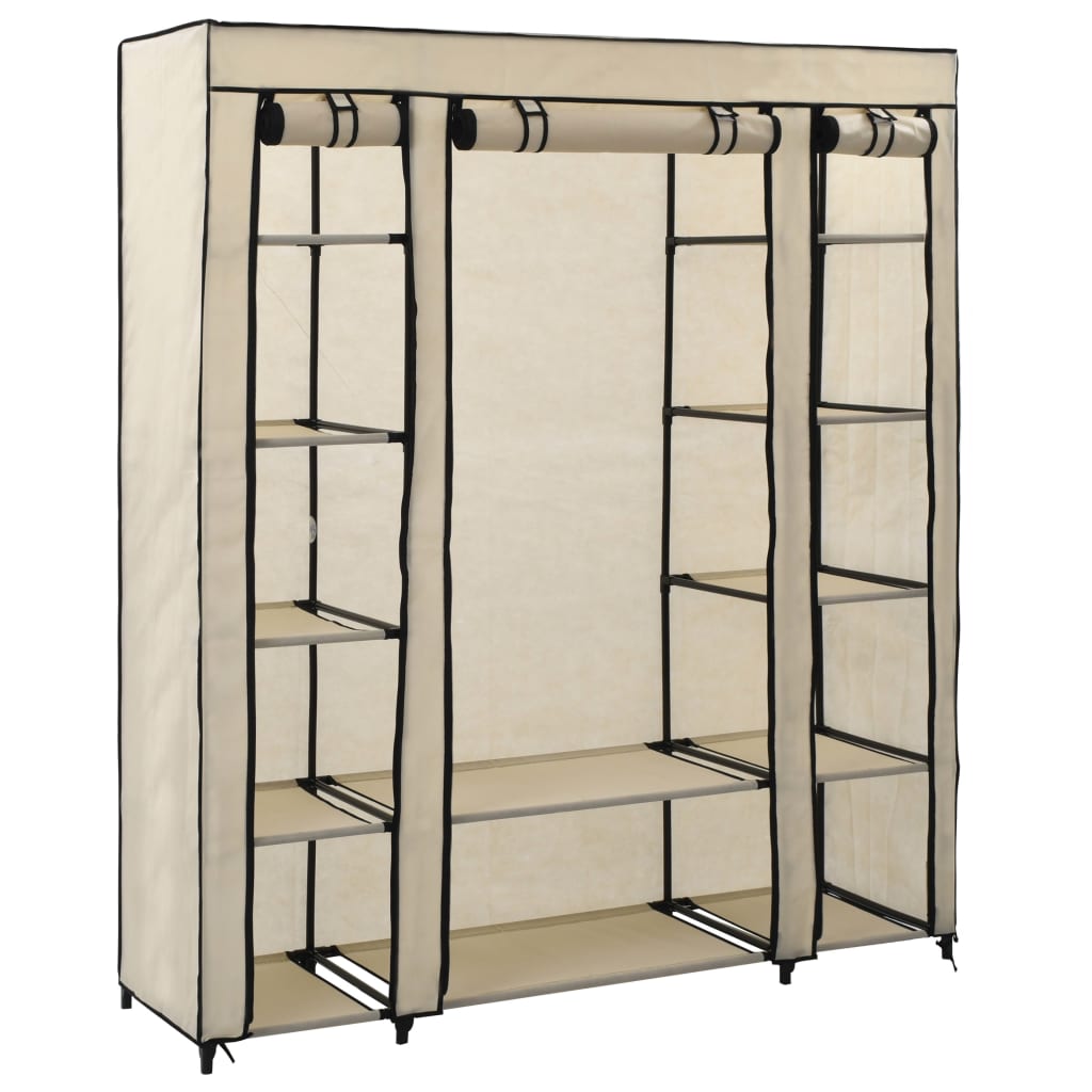 vidaXL Kledingkast met vakken en stangen 150x45x176 cm stof grijs - Aashly