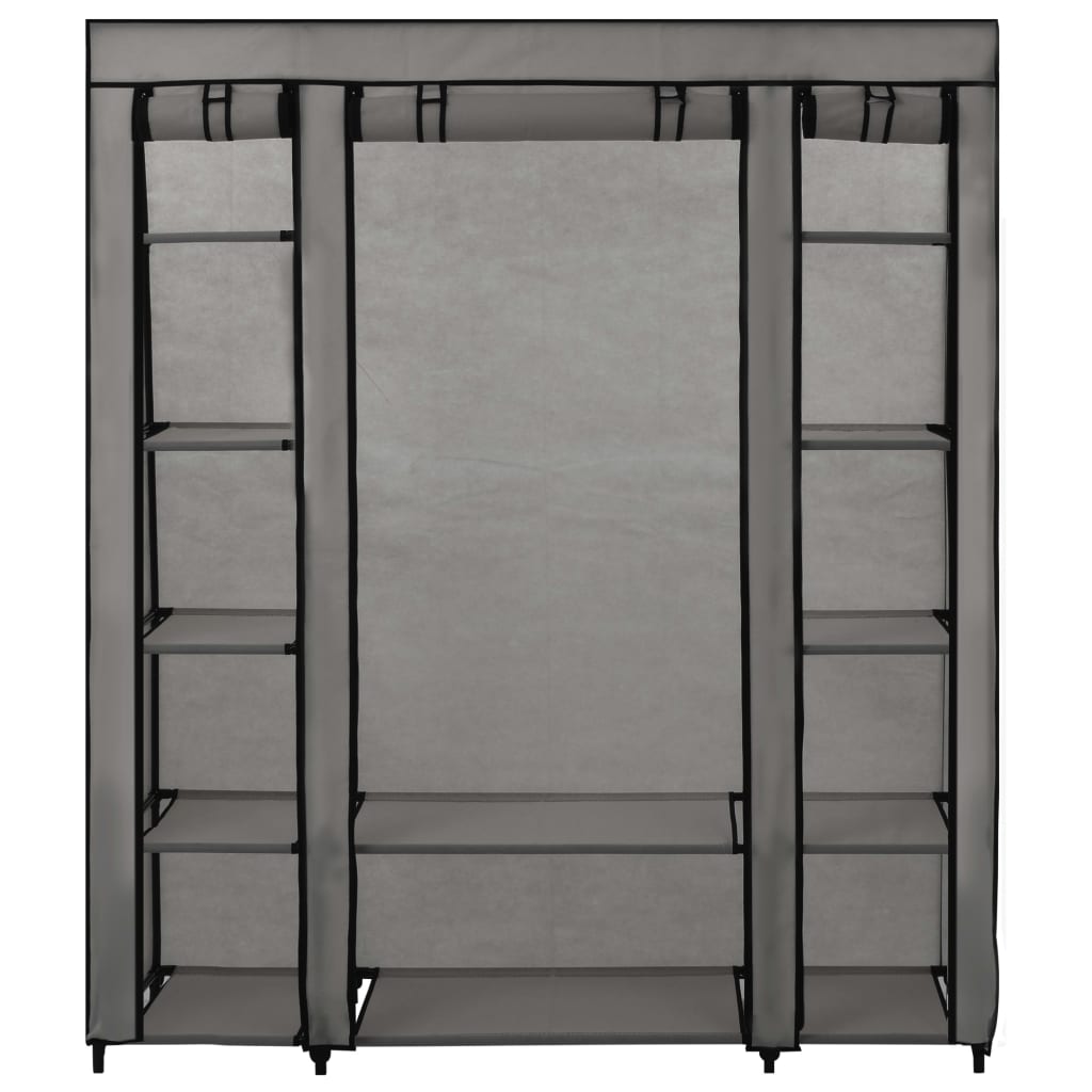 vidaXL Kledingkast met vakken en stangen 150x45x176 cm stof grijs - Aashly