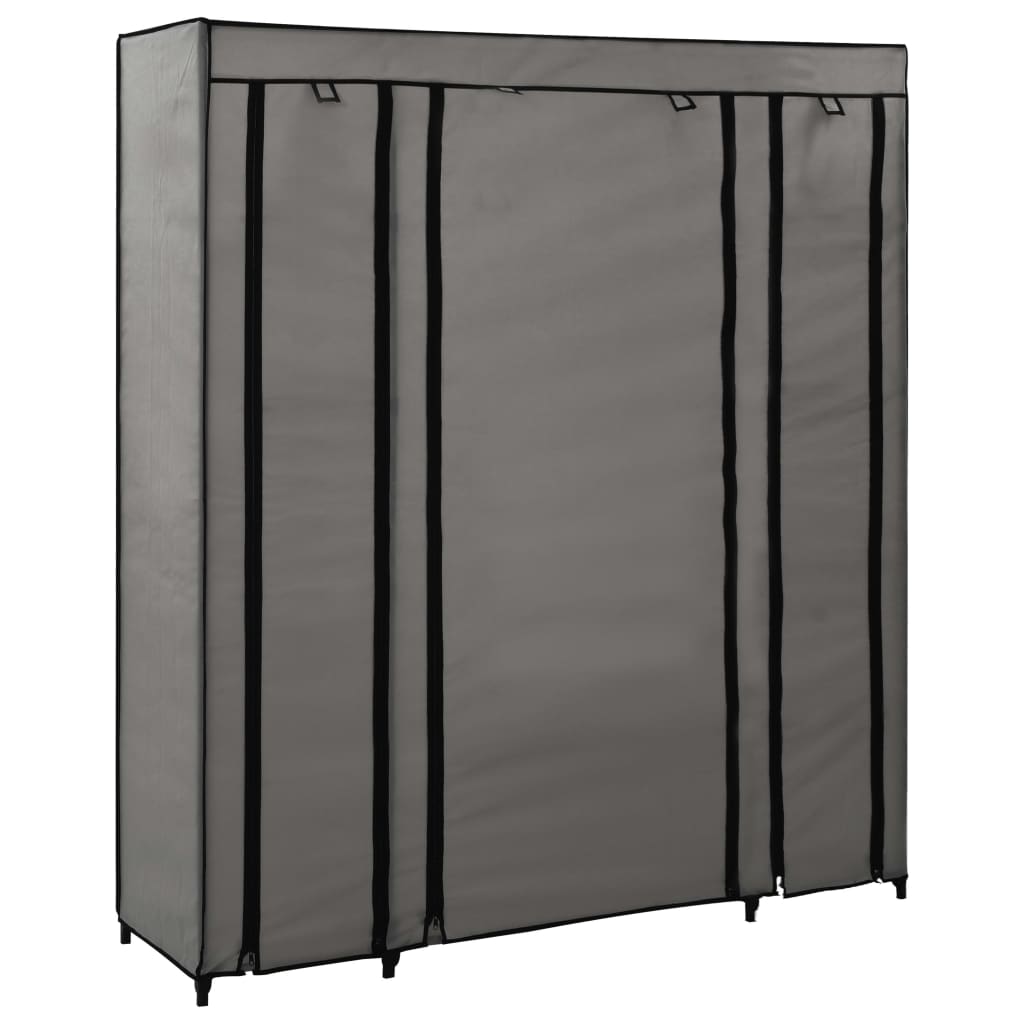 vidaXL Kledingkast met vakken en stangen 150x45x176 cm stof grijs - Aashly