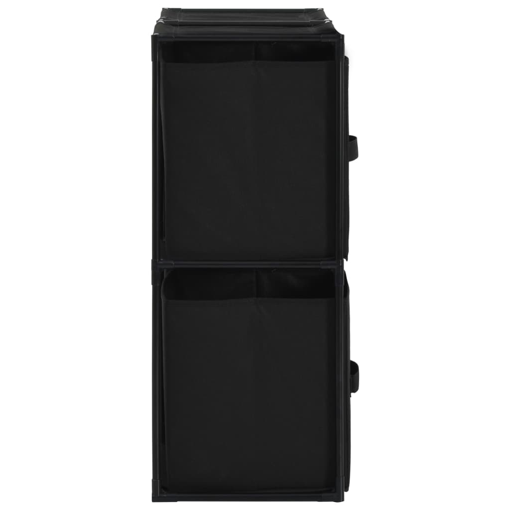 vidaXL Opbergkast met 4 stoffen manden 63x30x71 cm staal zwart - Aashly