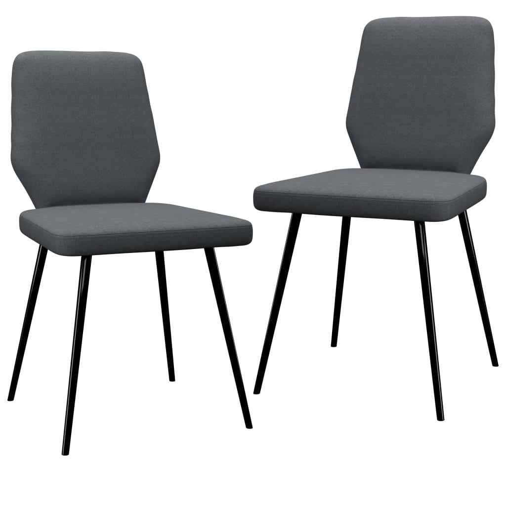 vidaXL Eetkamerstoelen 2 st stof donkergrijs