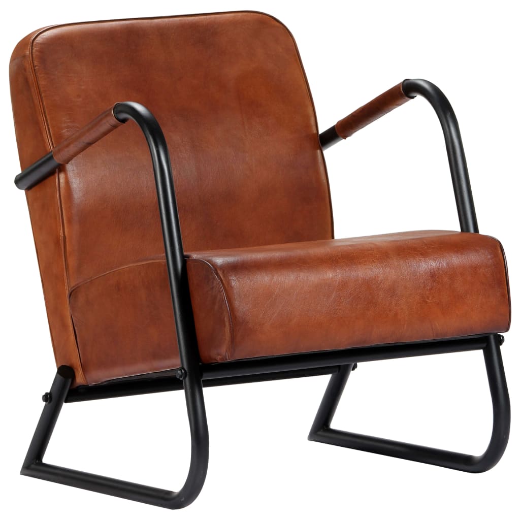 vidaXL Armchair genuine leather brown