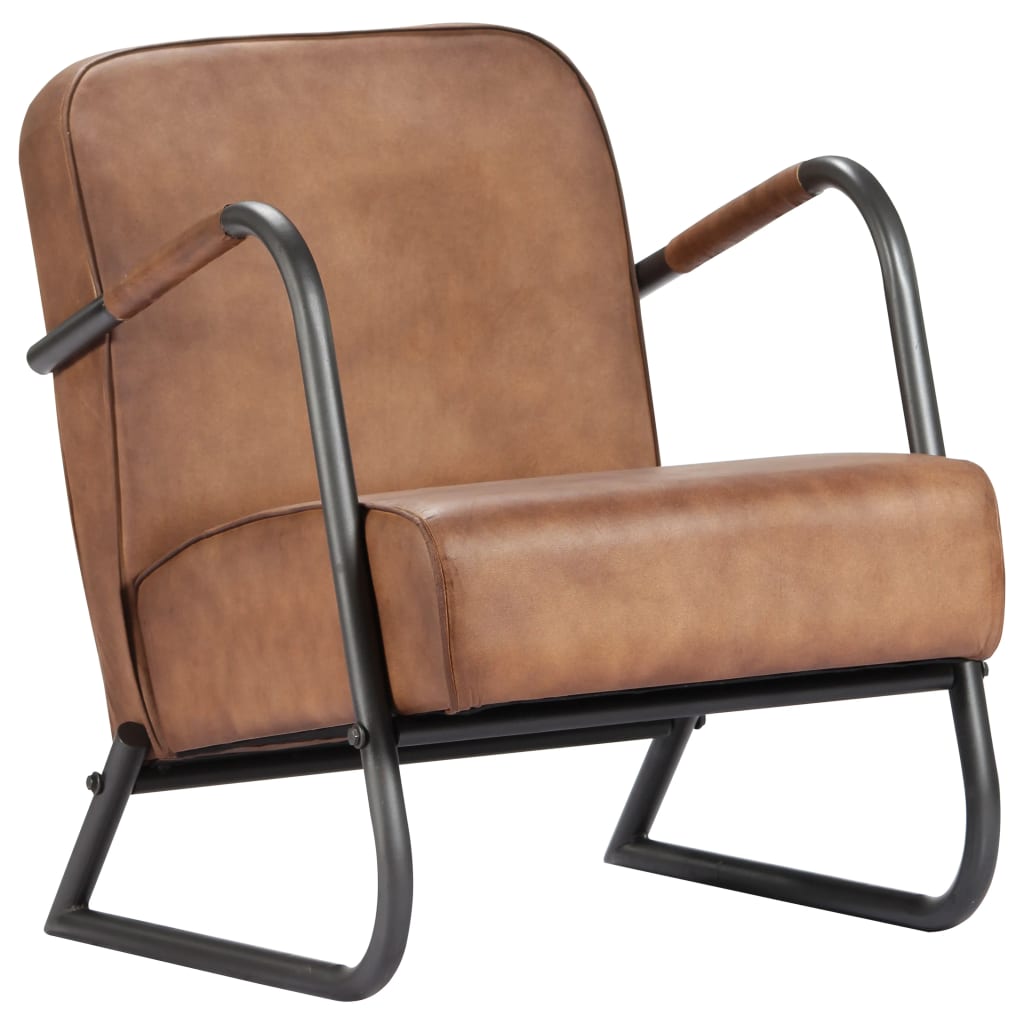vidaXL Armchair genuine leather brown
