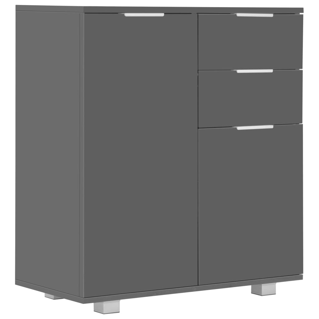 vidaXL Dressoir 71x35x80 cm spaanplaat hoogglans grijs - Aashly