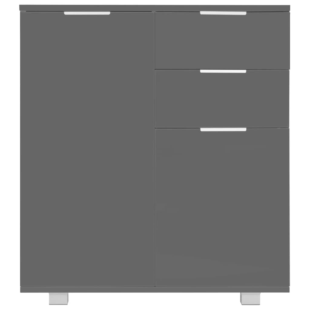 vidaXL Dressoir 71x35x80 cm spaanplaat hoogglans grijs - Aashly