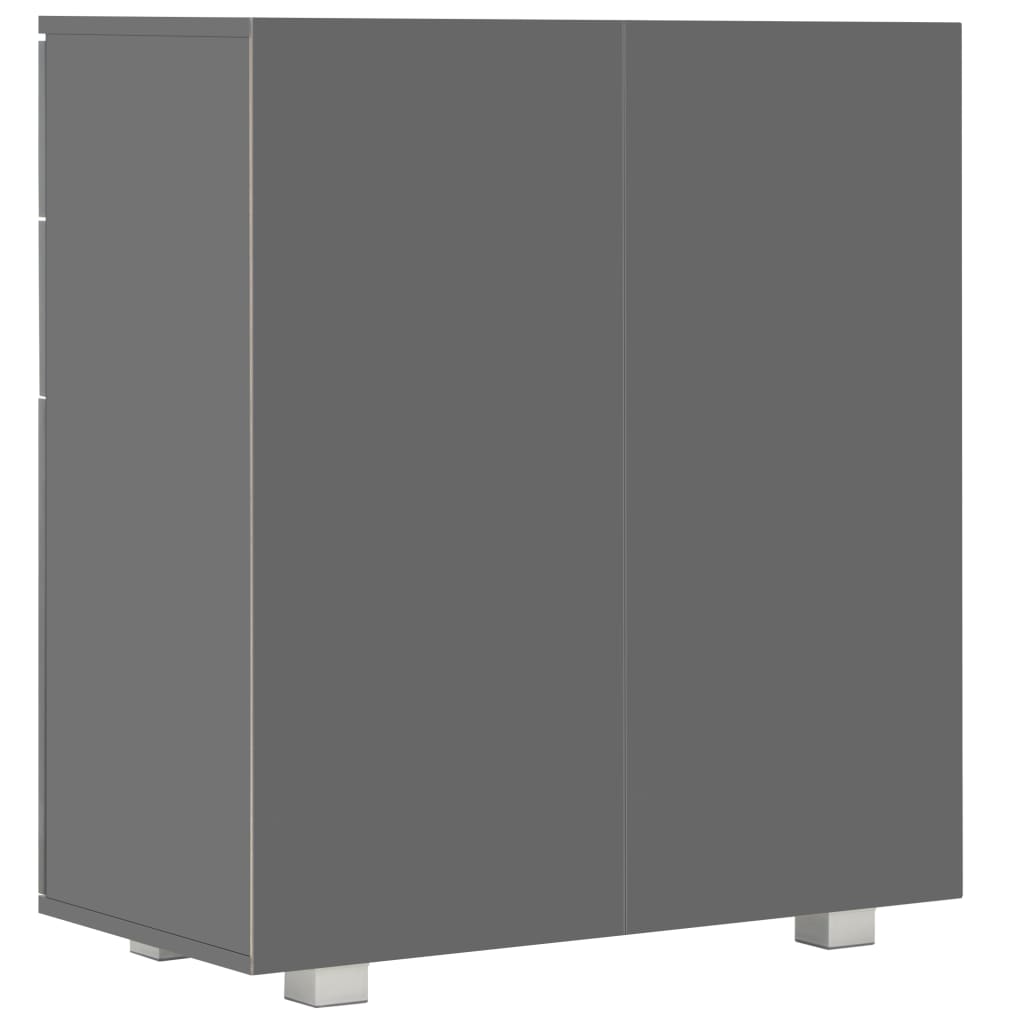 vidaXL Dressoir 71x35x80 cm spaanplaat hoogglans grijs - Aashly