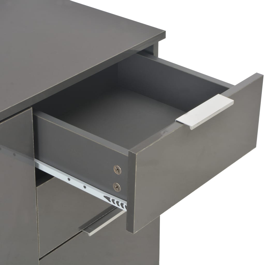 vidaXL Dressoir 71x35x80 cm spaanplaat hoogglans grijs - Aashly