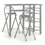 vidaXL 3-delige Barset met schappen hout en staal grijs - Aashly
