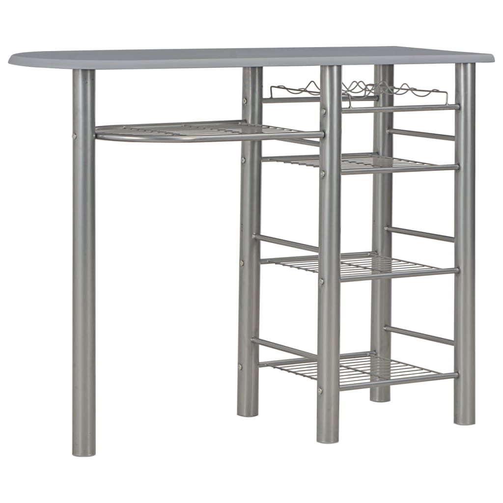 vidaXL 3-delige Barset met schappen hout en staal grijs - Aashly
