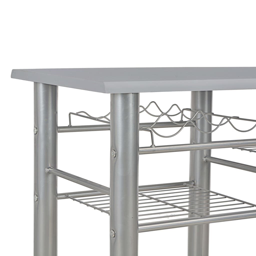 vidaXL 3-delige Barset met schappen hout en staal grijs - Aashly