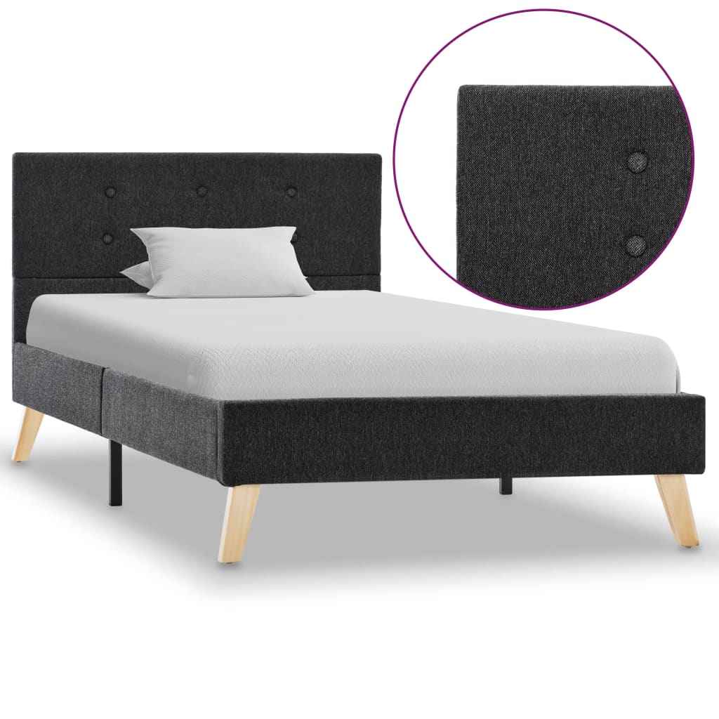 vidaXL Bedframe stof donkergrijs 90x200 cm