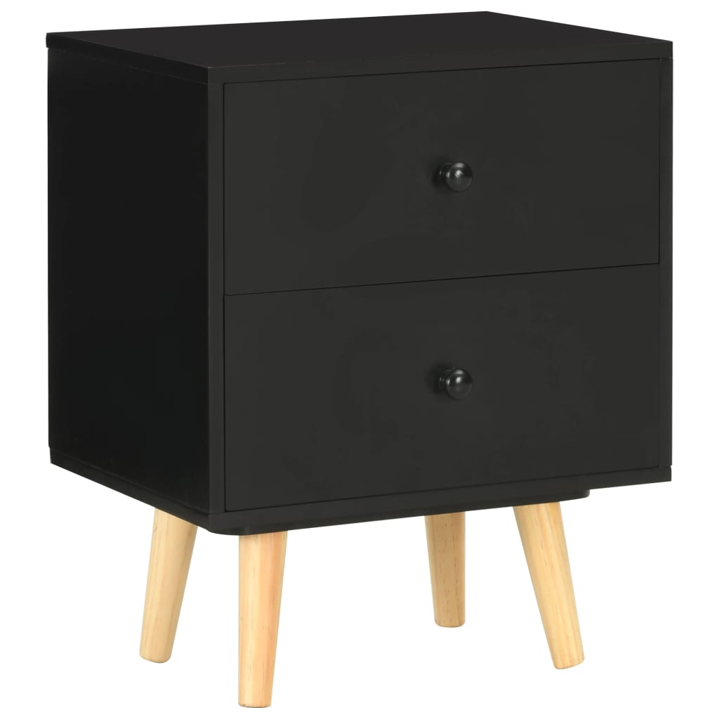 vidaXL Nachtkastjes 2 st 40x30x50 cm massief grenenhout zwart - Aashly