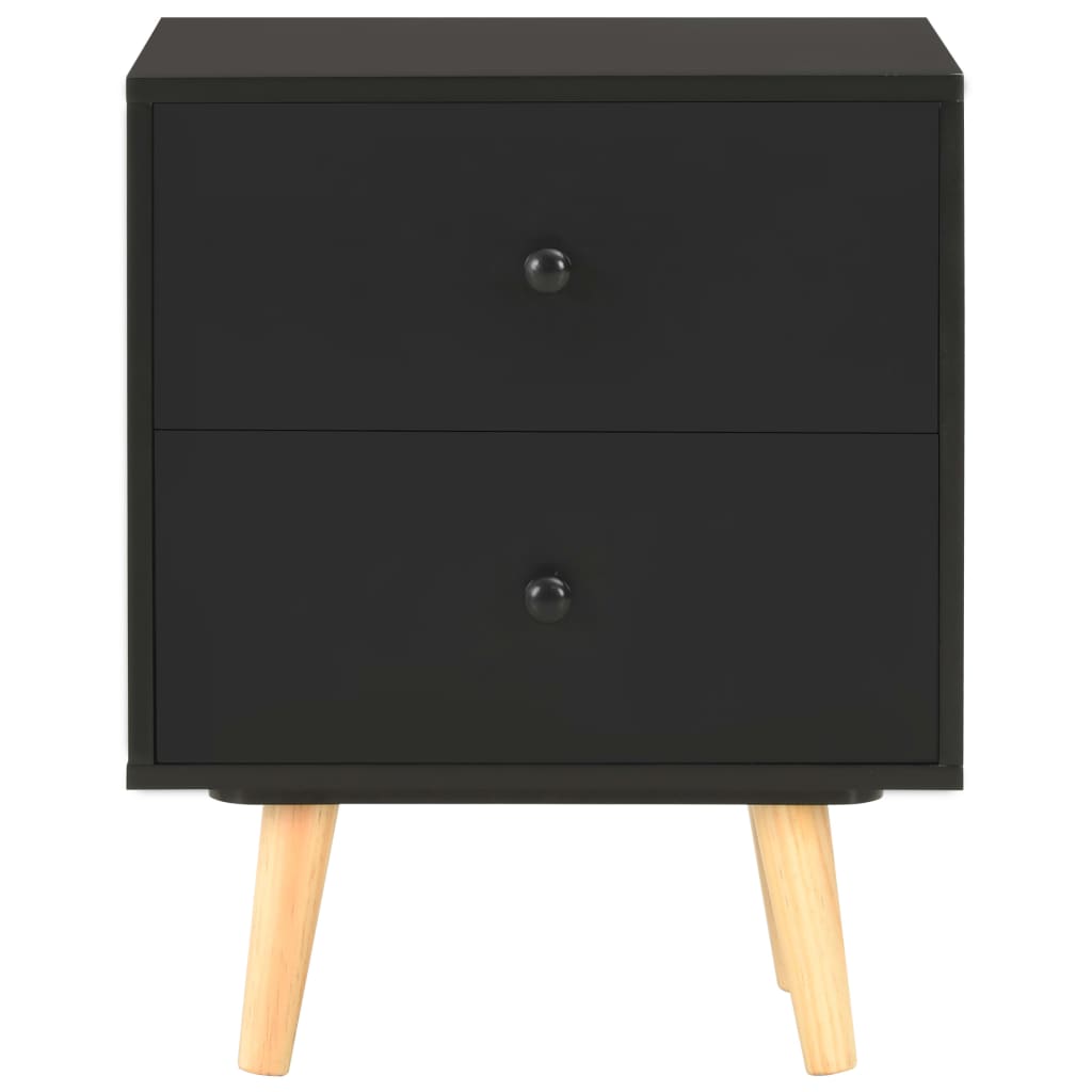 vidaXL Nachtkastjes 2 st 40x30x50 cm massief grenenhout zwart - Aashly