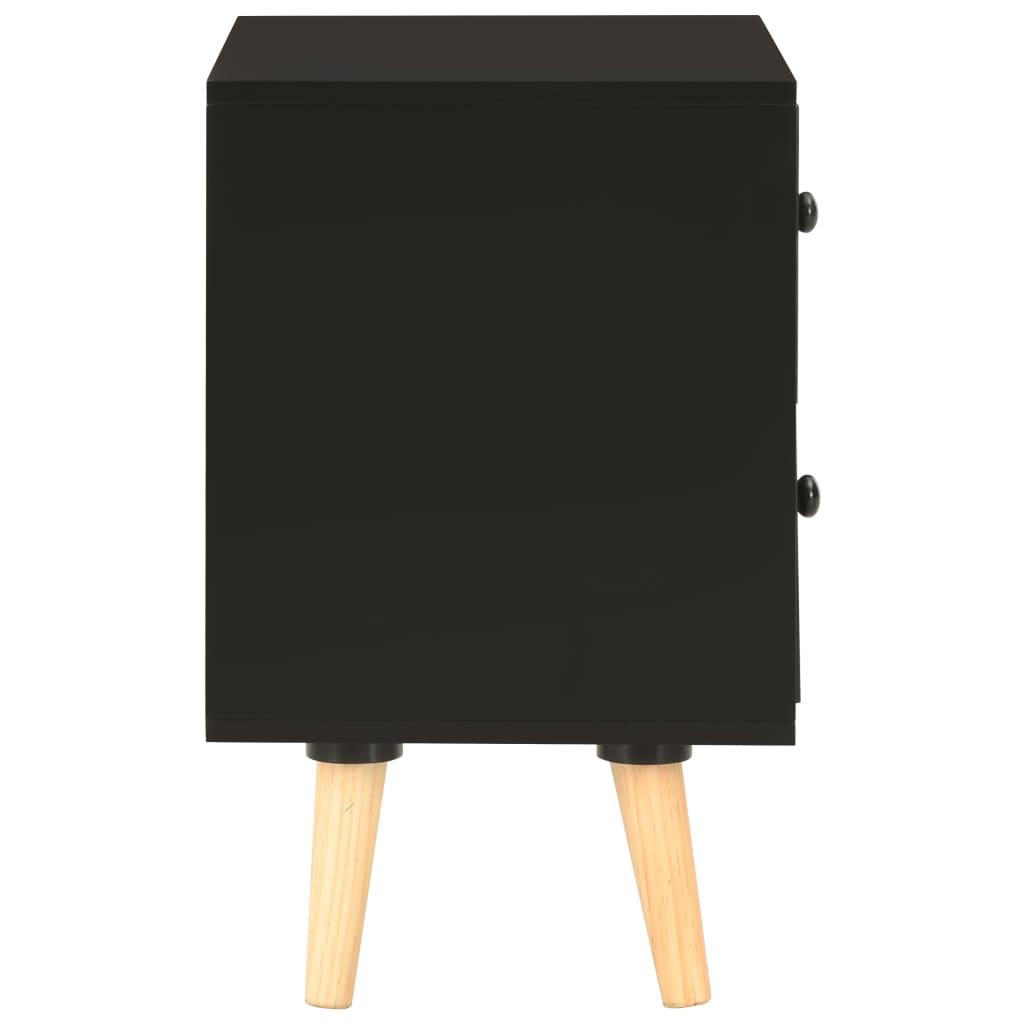vidaXL Nachtkastjes 2 st 40x30x50 cm massief grenenhout zwart - Aashly