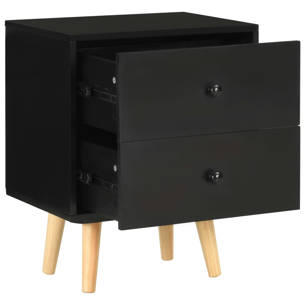 vidaXL Nachtkastjes 2 st 40x30x50 cm massief grenenhout zwart - Aashly
