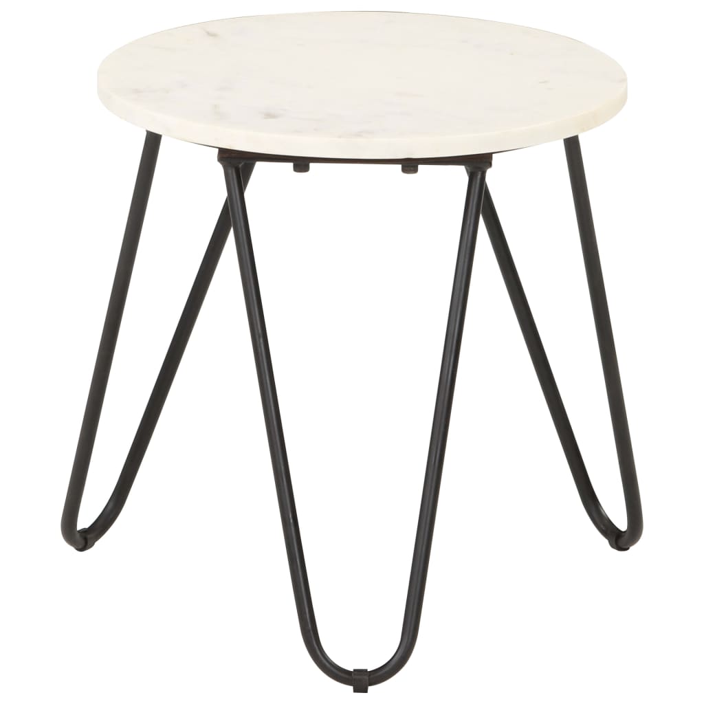 vidaXL Salontafel 65x65x42 cm echt steen met marmeren textuur wit - Aashly