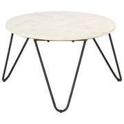 vidaXL Salontafel 65x65x42 cm echt steen met marmeren textuur wit - Aashly