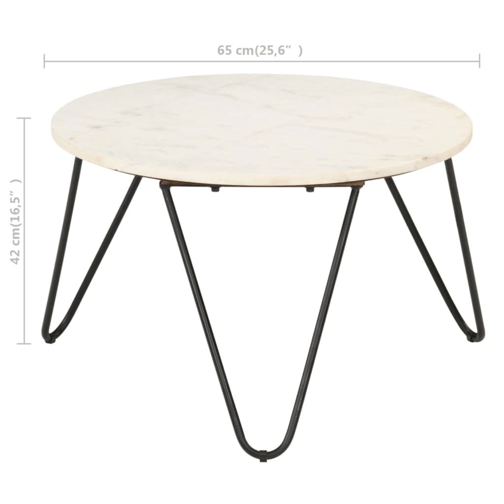 vidaXL Salontafel 65x65x42 cm echt steen met marmeren textuur wit - Aashly