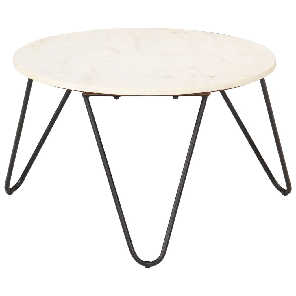 vidaXL Salontafel 65x65x42 cm echt steen met marmeren textuur wit - Aashly