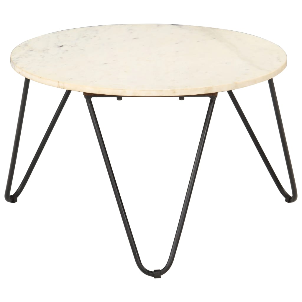 vidaXL Salontafel 65x65x42 cm echt steen met marmeren textuur wit - Aashly