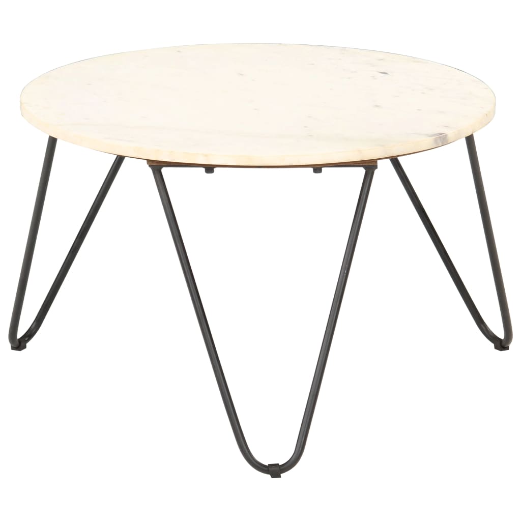 vidaXL Salontafel 65x65x42 cm echt steen met marmeren textuur wit - Aashly