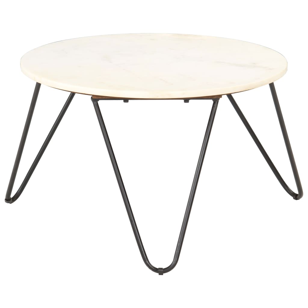 vidaXL Salontafel 65x65x42 cm echt steen met marmeren textuur wit - Aashly