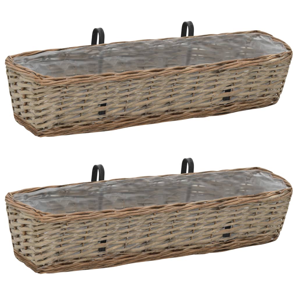 vidaXL Balkonbakken 2 st 40 cm wicker met PE-voering - Aashly