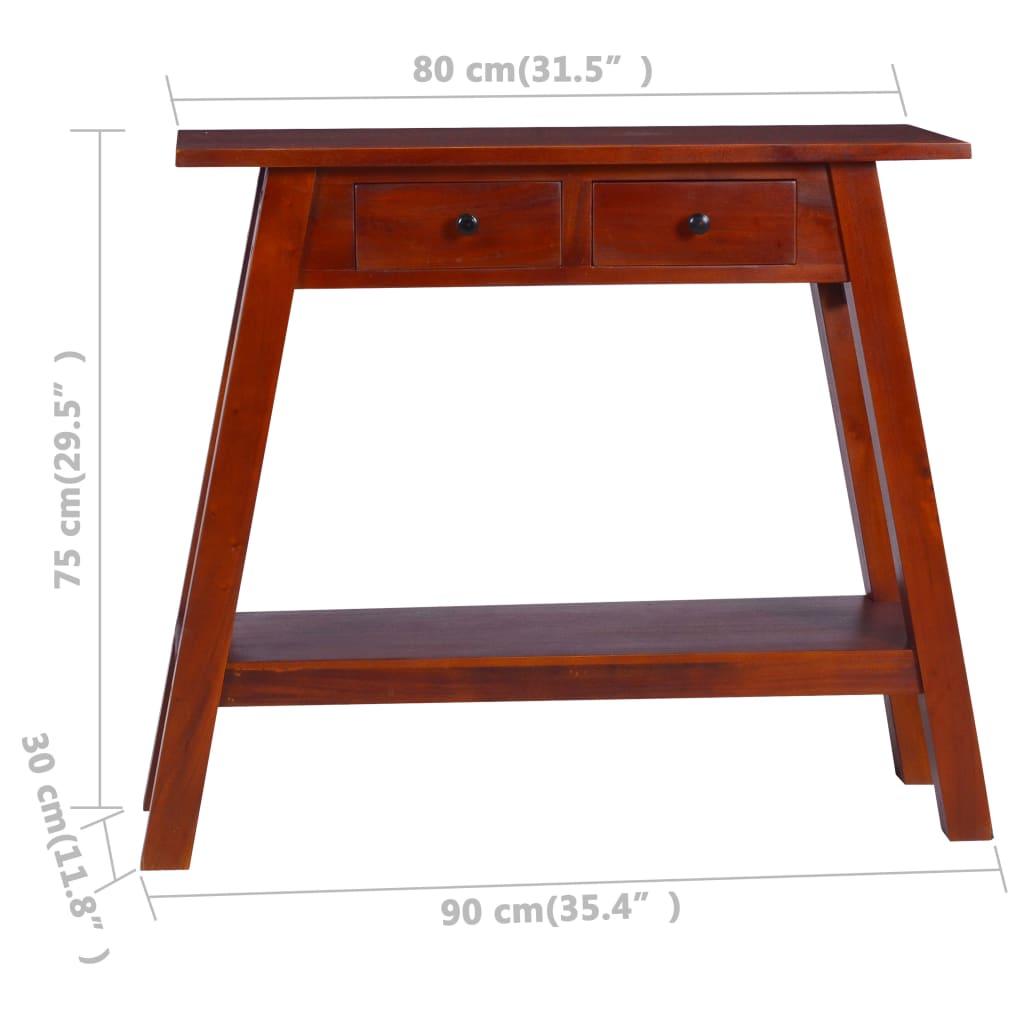 vidaXL Wall Table 90x30x75 cm Solid Mahogany Wood Classic Brown