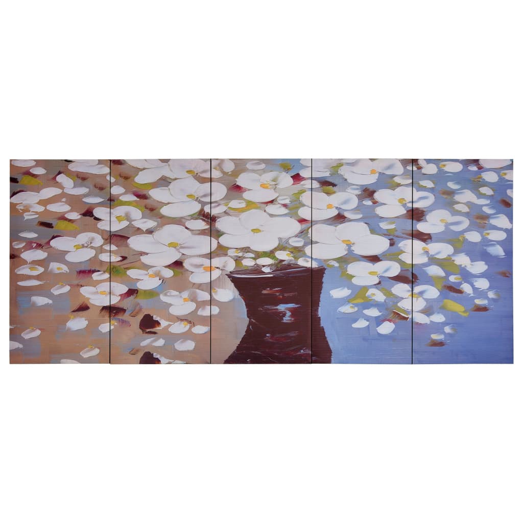 vidaXL Wandprintset bloemen in vaas 150x60 cm canvas meerkleurig - Aashly