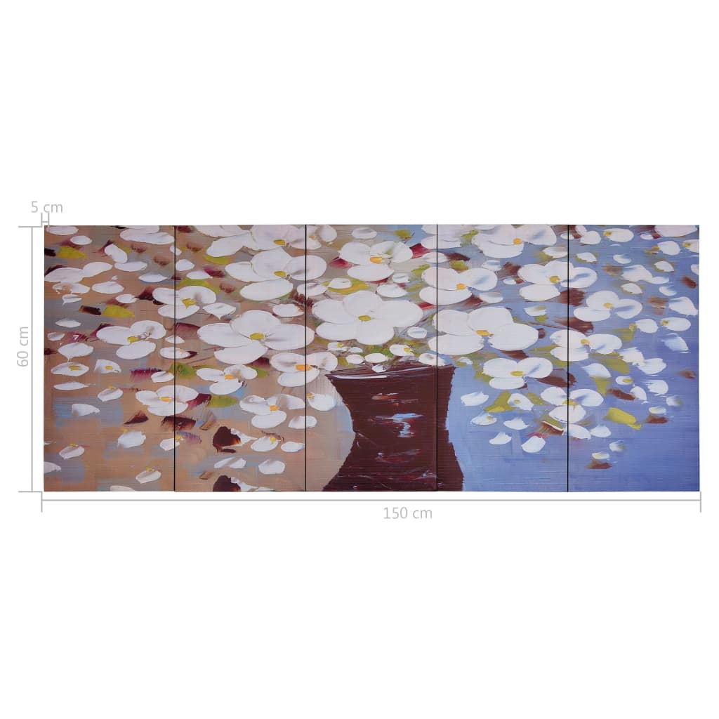 vidaXL Wandprintset bloemen in vaas 150x60 cm canvas meerkleurig - Aashly